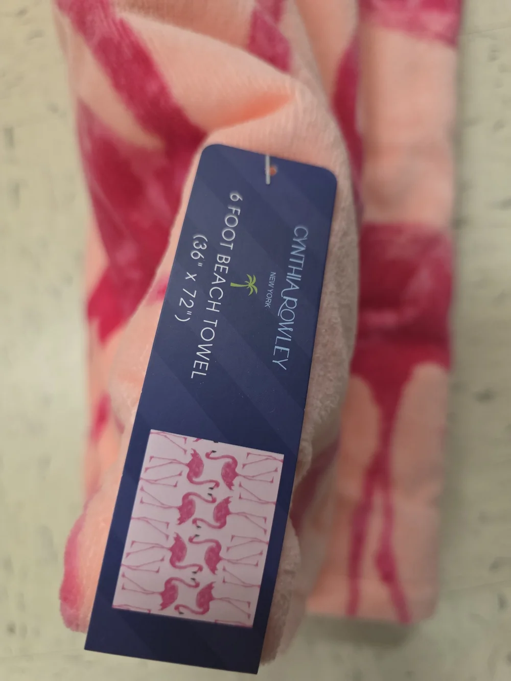 Cynthia Rowley Pink Flamingo Print Beach Towel-NWT